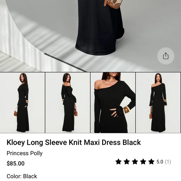 Kloey Long Sleeve Knit Maxi Dress Black - Picture 2 of 2